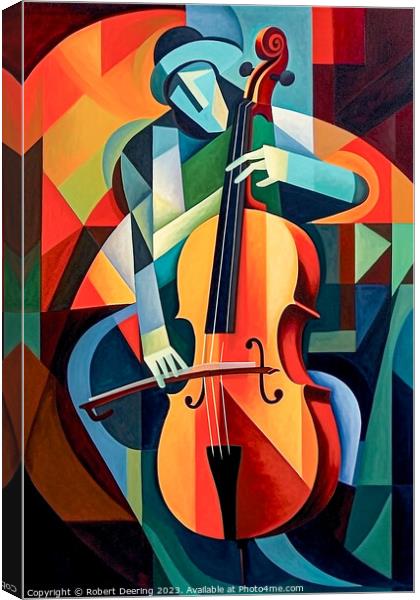 Cubist Cello Player Canvas Print by Robert Deering