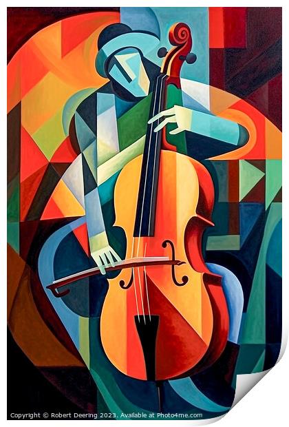 Cubist Cello Player Print by Robert Deering
