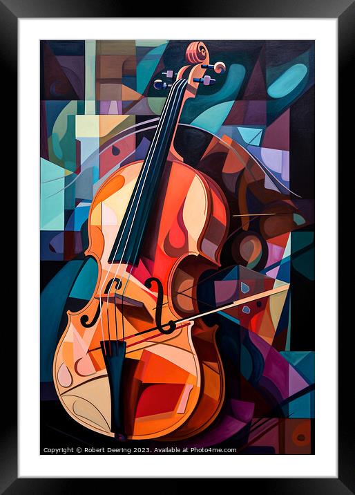 Cubist Cello Framed Mounted Print by Robert Deering