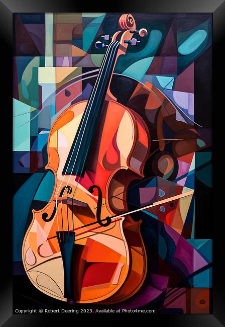 Cubist Cello Framed Print by Robert Deering