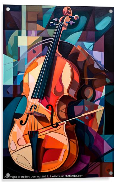 Cubist Cello Acrylic by Robert Deering