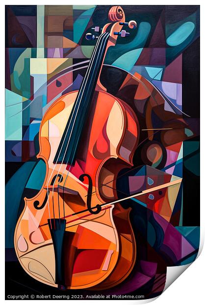 Cubist Cello Print by Robert Deering