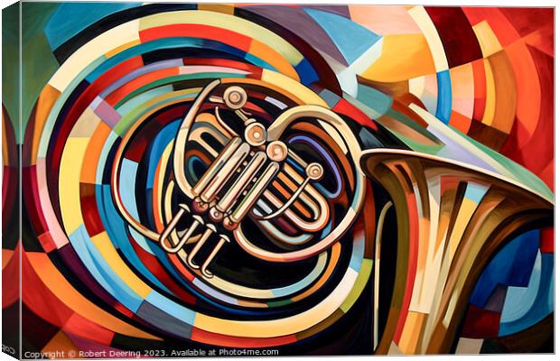 Cubist French Horn Canvas Print by Robert Deering