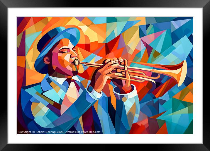 The Jazz Player Framed Mounted Print by Robert Deering