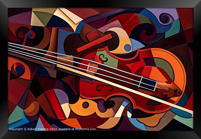 Cubist Violin Framed Print by Robert Deering