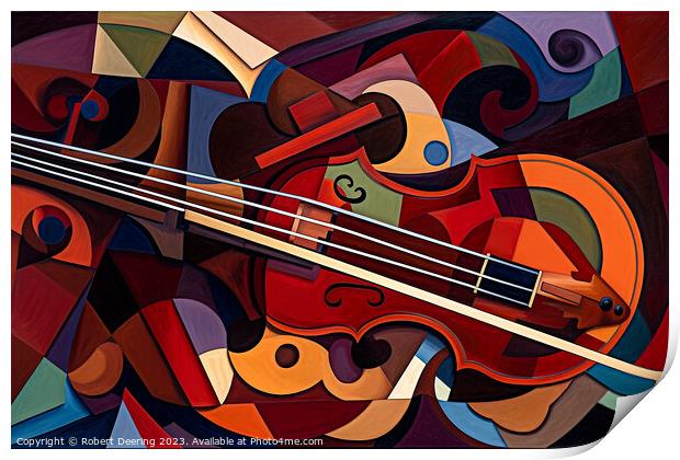 Cubist Violin Print by Robert Deering