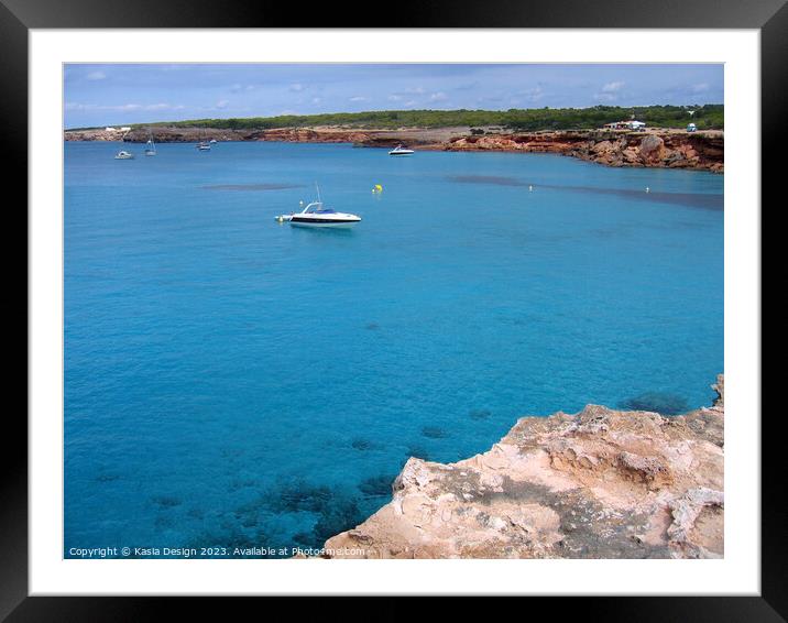 Turquoise Mediterranean Waters at Cala Saona Framed Mounted Print by Kasia Design