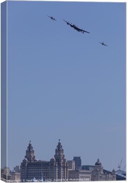 Battle of Britain over the Liver Building Canvas Print by Paul Madden