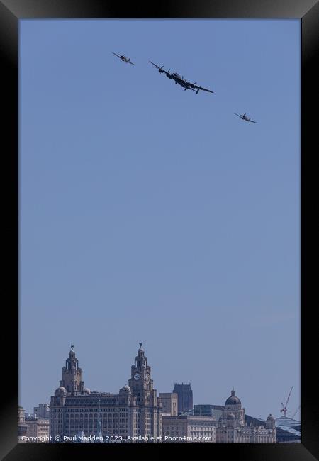 Battle of Britain over the Liver Building Framed Print by Paul Madden