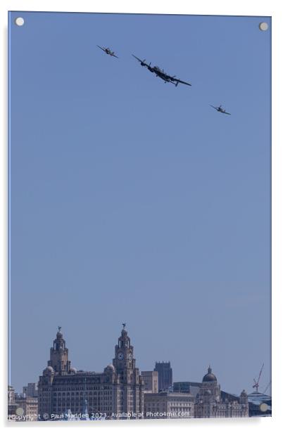 Battle of Britain over the Liver Building Acrylic by Paul Madden