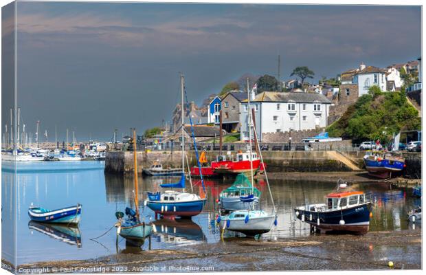 Brixham at Low Tide Canvas Print by Paul F Prestidge