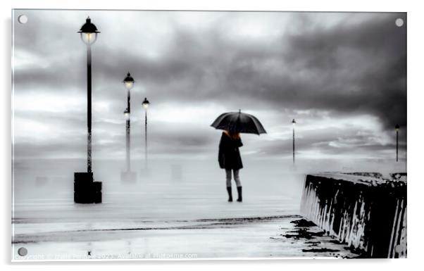 Walking in The Rain Acrylic by Irene Penhale