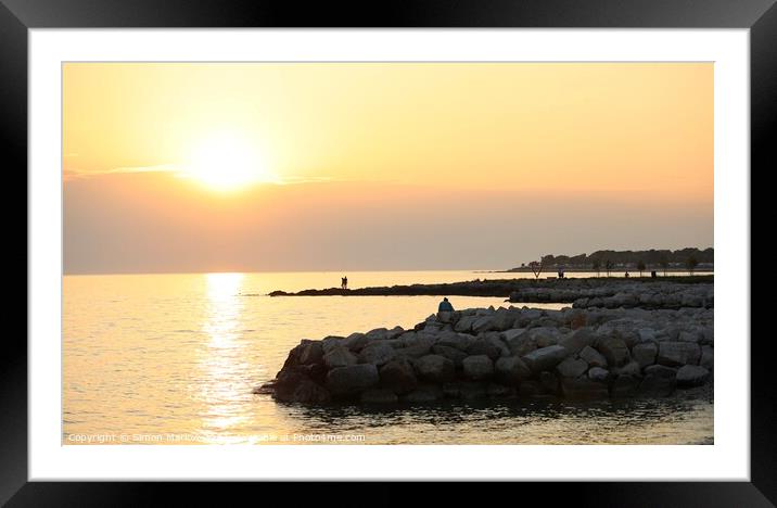 Beautiful sunset at Porec in Croatia Framed Mounted Print by Simon Marlow