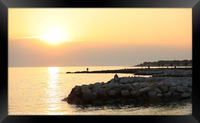 Beautiful sunset at Porec in Croatia Framed Print by Simon Marlow