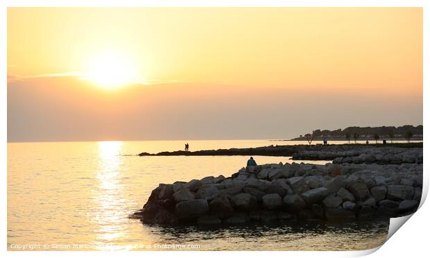 Beautiful sunset at Porec in Croatia Print by Simon Marlow