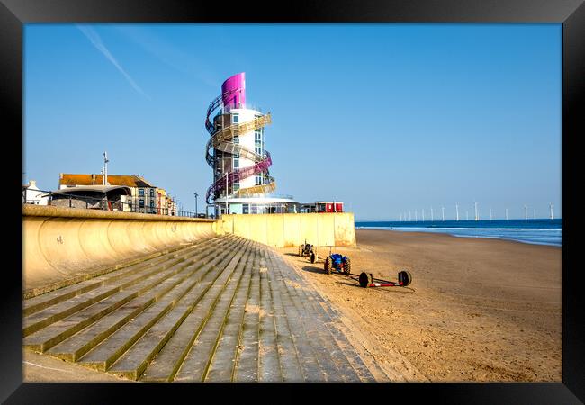 Experience the Beauty of Redcar's Vertical Pier Framed Print by Steve Smith