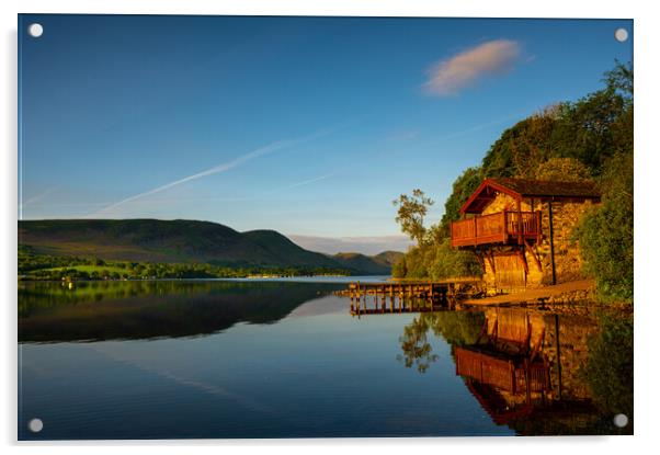 Ullswater, Cumbria UK and the Duke Of Portland boat house  Acrylic by Michael Brookes