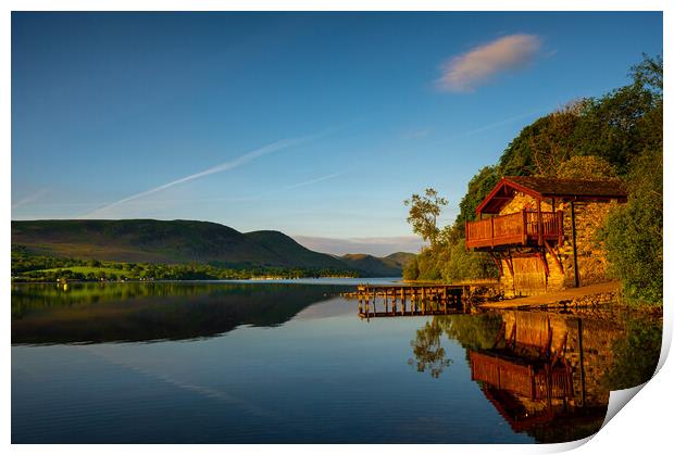 Ullswater, Cumbria UK and the Duke Of Portland boat house  Print by Michael Brookes