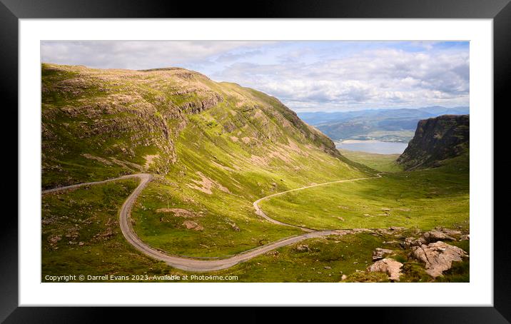 Down the Applecross Pass Framed Mounted Print by Darrell Evans