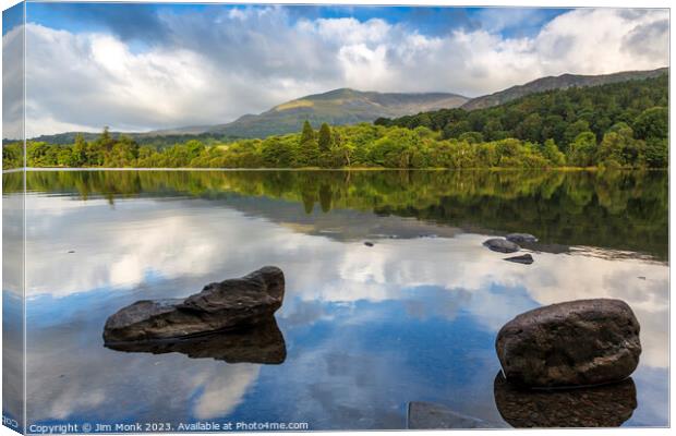 Coniston Water Reflections Canvas Print by Jim Monk