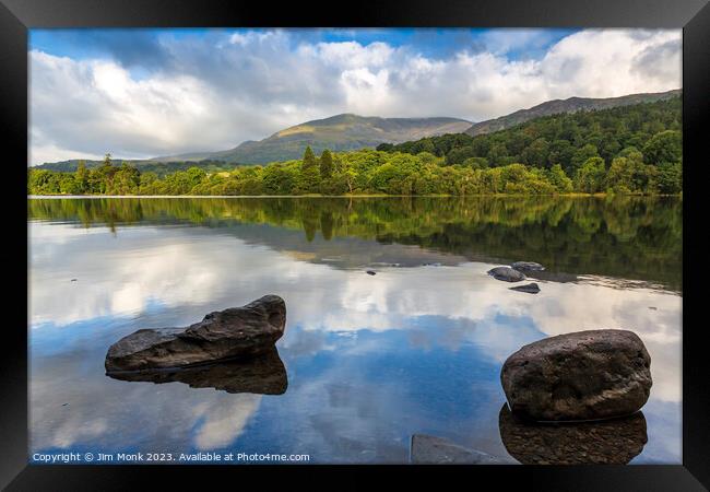 Coniston Water Reflections Framed Print by Jim Monk