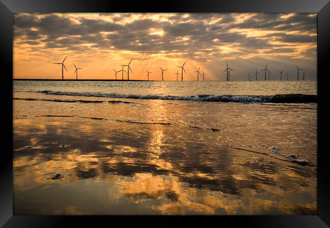 Golden Hour: Redcar Beach South Gare Framed Print by Tim Hill