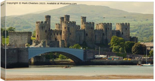 Conwy Castle and road bridge Canvas Print by Mark Chesters