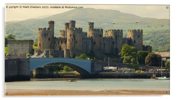 Conwy Castle and road bridge Acrylic by Mark Chesters
