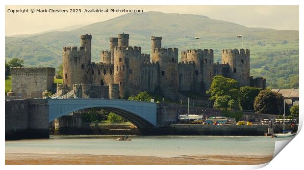 Conwy Castle and road bridge Print by Mark Chesters