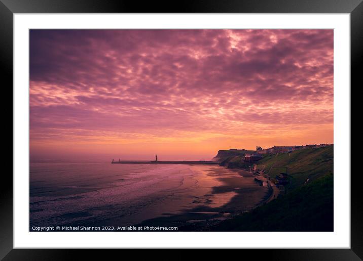 Tranquil Sunrise Over Whitby Framed Mounted Print by Michael Shannon