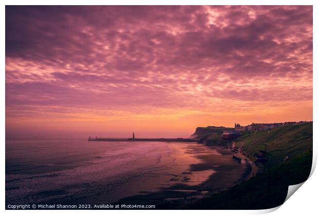 Tranquil Sunrise Over Whitby Print by Michael Shannon