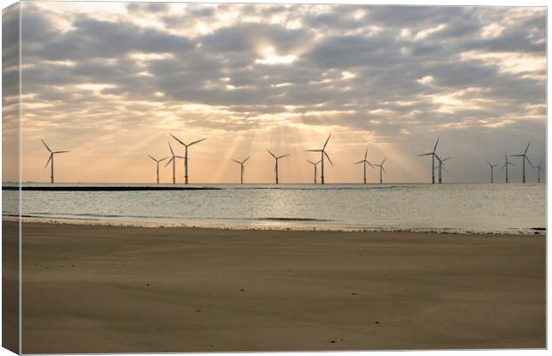Redcar Wind Farm at South Gare Canvas Print by Tim Hill