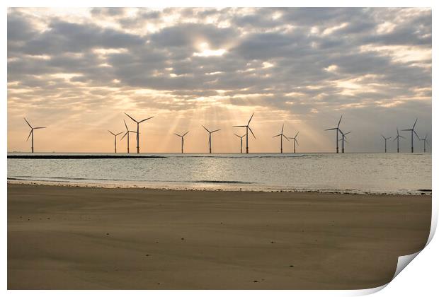 Redcar Wind Farm at South Gare Print by Tim Hill
