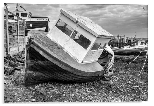 Paddy's Hole, South Gare: Black and White Acrylic by Tim Hill