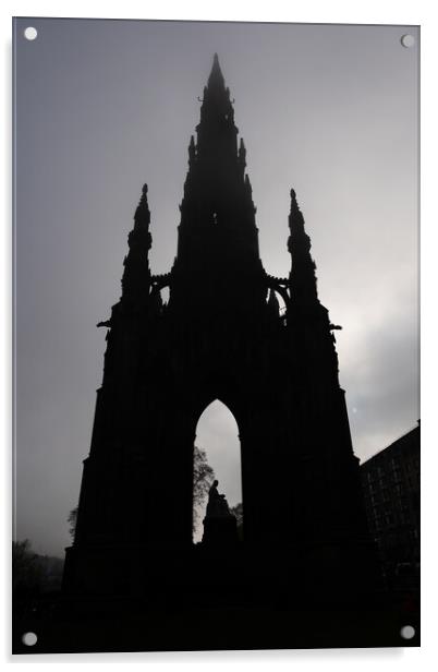 Scott Monument Silhouette In Edinburgh Acrylic by Artur Bogacki