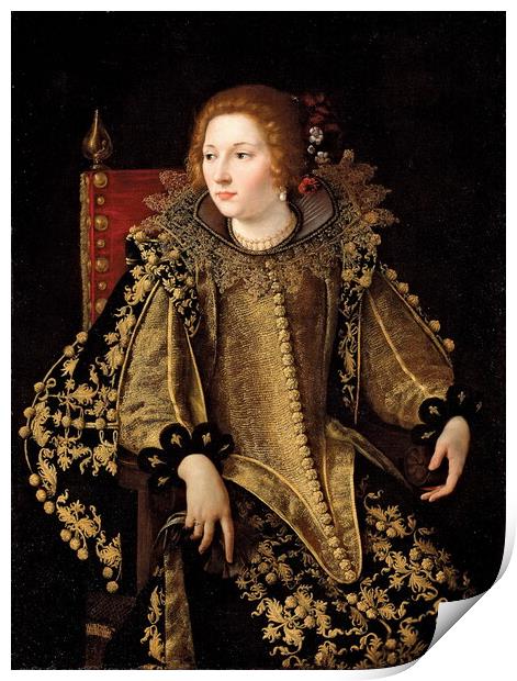 Golden Lady: A Baroque Portrait Print by Luigi Petro