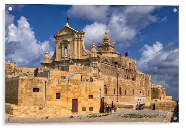 Cittadella of Victoria Cathedral in Gozo, Malta Acrylic by Artur Bogacki