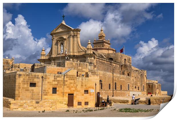 Cittadella of Victoria Cathedral in Gozo, Malta Print by Artur Bogacki