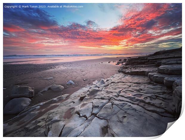 Taghazout Morocco Sunset over Rocks Print by Mark Tyson