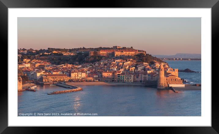 Alpenglow light in Collioure, France Framed Mounted Print by Pere Sanz