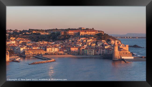 Alpenglow light in Collioure, France Framed Print by Pere Sanz