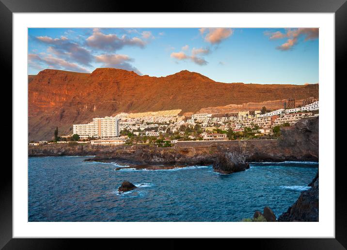 Los Gigantes Town and Cliffs in Tenerife Framed Mounted Print by Artur Bogacki