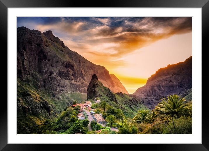 Tenerife Landscape With Masca Village At Sunset Framed Mounted Print by Artur Bogacki