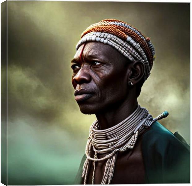 Portrait of man the Bayaka tribe in Central Africa Canvas Print by Luigi Petro