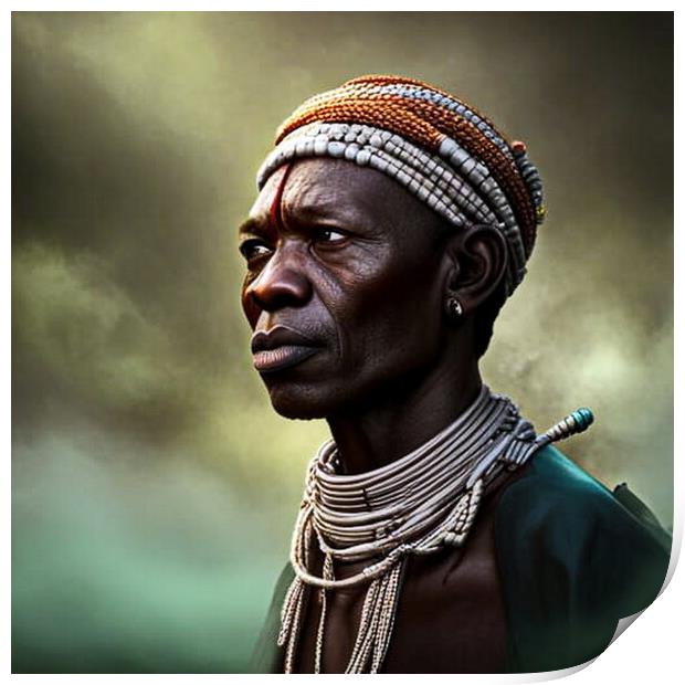 Portrait of man the Bayaka tribe in Central Africa Print by Luigi Petro
