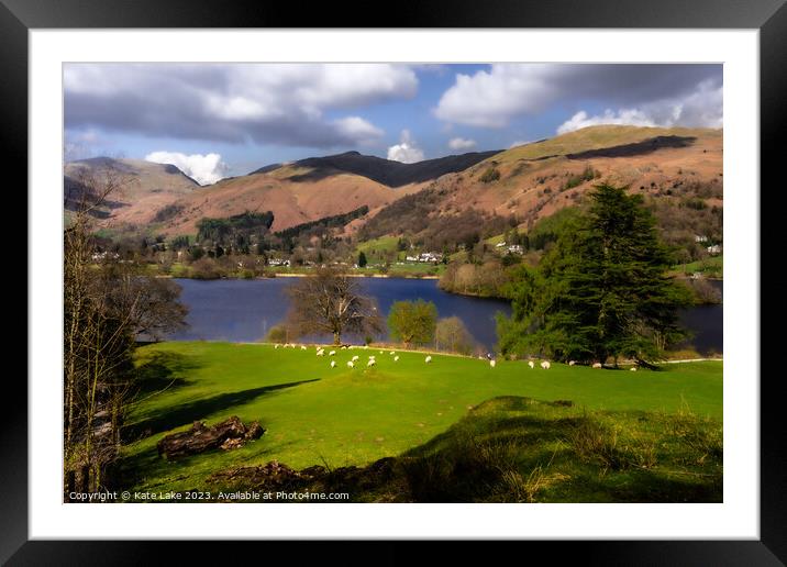 Sheep @Grasmere Lake, Lake District Framed Mounted Print by Kate Lake