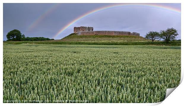 Radiant and Enchanting Rainbow at Duffus Castle Print by Tom McPherson