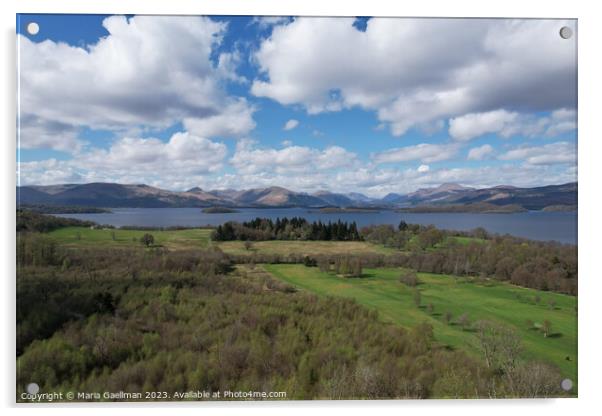 Loch Lomond, Ben Lomond & Arrochar Alps Aerial Vie Acrylic by Maria Gaellman
