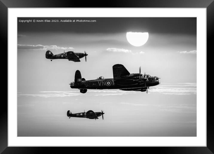 Iconic RAF Trio Soars in Sunlit Skies Framed Mounted Print by Kevin Elias