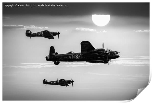Iconic RAF Trio Soars in Sunlit Skies Print by Kevin Elias